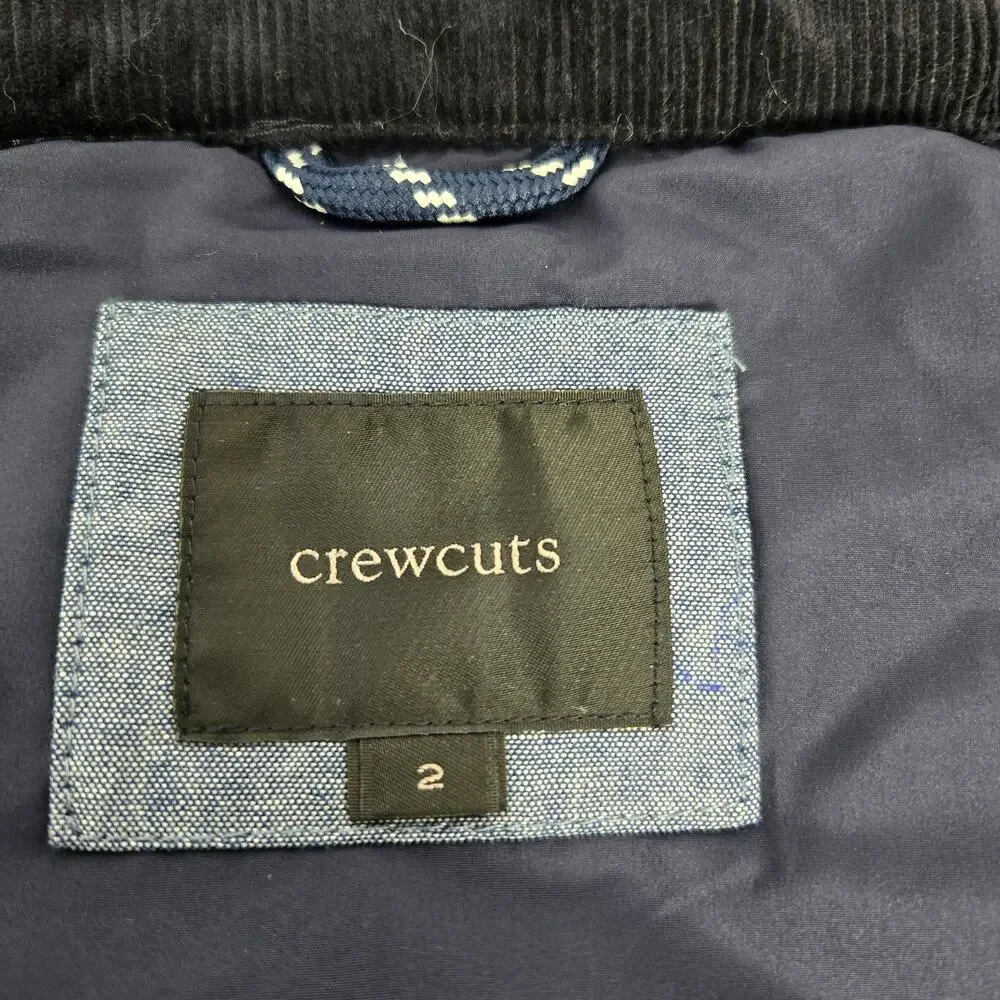 Crewcuts Boy’s Quilted Field Jacket Midnight Navy Blue with Corduroy Trim Size 2